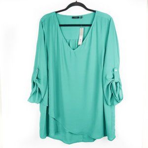 APT 9 Women's Teal Blouse 1X NWT Work Top Business